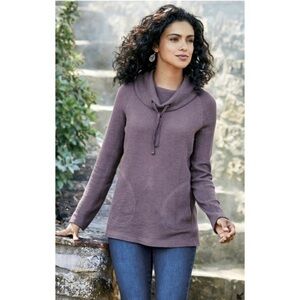 Soft Surroundings Anthropologie Skye Thermal Waffle Tunic Top Medium Purple